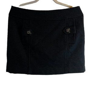 New Banana Republic Black Tweed Mini Skirt With Pockets & Buttons